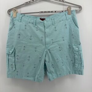Foundry Supply Co Mens Big Tall Cargo Shorts 50 Aqua‎ Blue Anchor Print Cotton